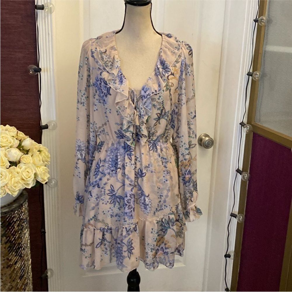 Super Natural  by Secret Mission Floral Dress with Ruffles, M